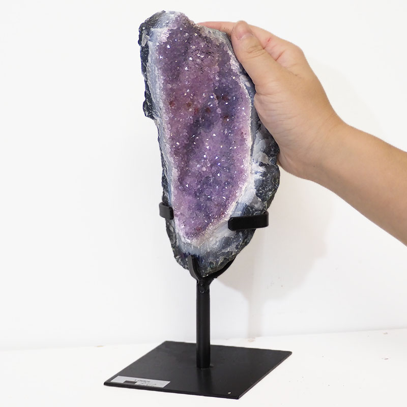 1.06kg Amethyst Cluster With Custom Metal Stand DS216 5 Amethyst Cluster With Custom Metal Stand DS216-2 | Himalayan Salt Factory