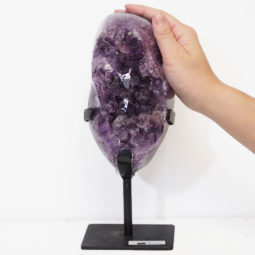 1.92kg Amethyst Cluster With Custom Metal Stand DS217 7 Amethyst Cluster With Custom Metal Stand DS217 | Himalayan Salt Factory