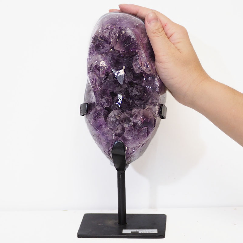 1.92kg Amethyst Cluster With Custom Metal Stand DS217 5 Amethyst Cluster With Custom Metal Stand DS217 | Himalayan Salt Factory