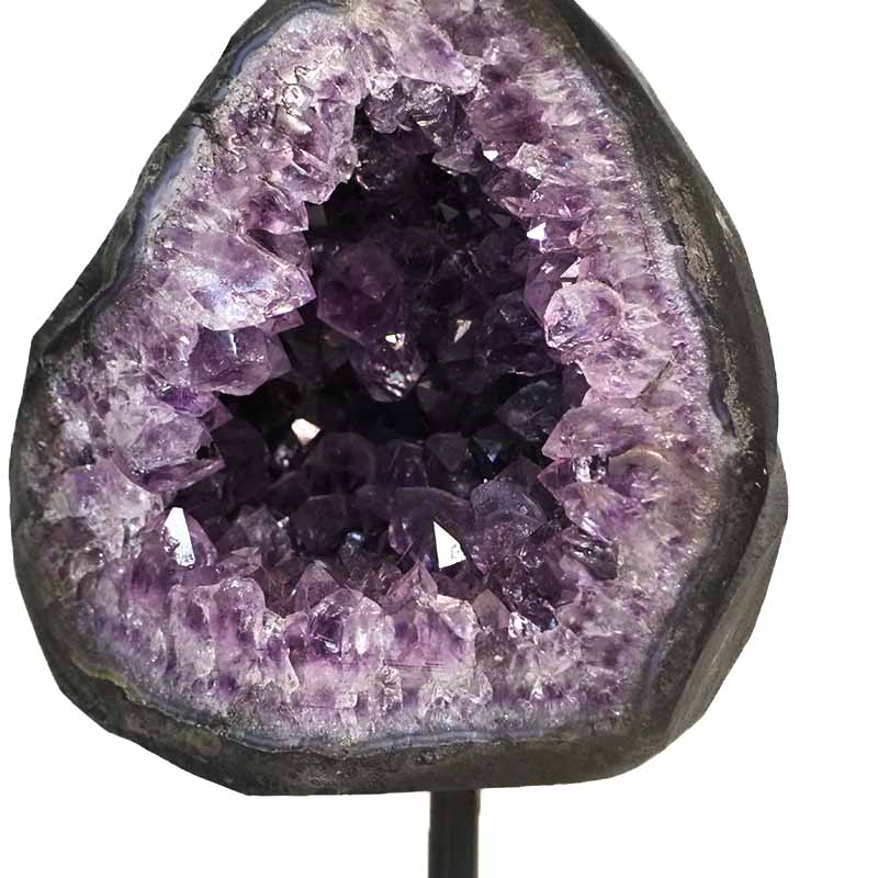 1.35kg Amethyst Cluster With Custom Metal Stand DJ585 3 Amethyst Geode On Metal Stand DJ585-1 | Himalayan Salt Factory