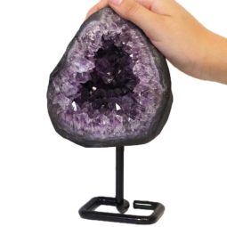 1.35kg Amethyst Cluster With Custom Metal Stand DJ585 7 Amethyst Geode On Metal Stand DJ585-2 | Himalayan Salt Factory