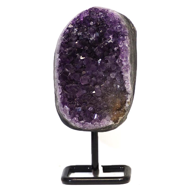 1.258kg Amethyst Cluster With Custom Metal Stand DJ589 4 Amethyst Geode On Metal Stand DJ589 | Himalayan Salt Factory