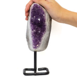 1.274kg Amethyst Cluster With Custom Metal Stand DJ591 7 Amethyst Geode On Metal Stand DJ591-2 | Himalayan Salt Factory