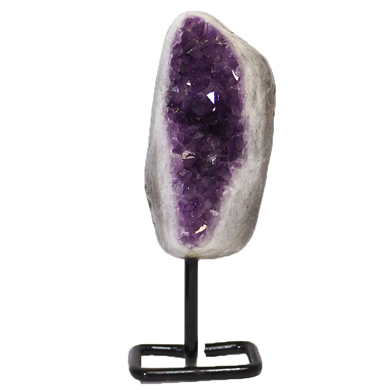 1.274kg Amethyst Cluster With Custom Metal Stand DJ591 4 Amethyst Geode On Metal Stand DJ591 | Himalayan Salt Factory