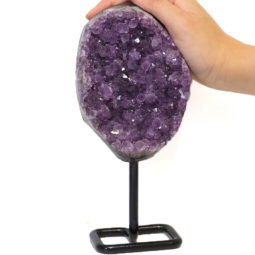 1.179kg Amethyst Cluster With Custom Metal Stand DJ593 7 Amethyst Geode On Metal Stand DJ593-2 | Himalayan Salt Factory
