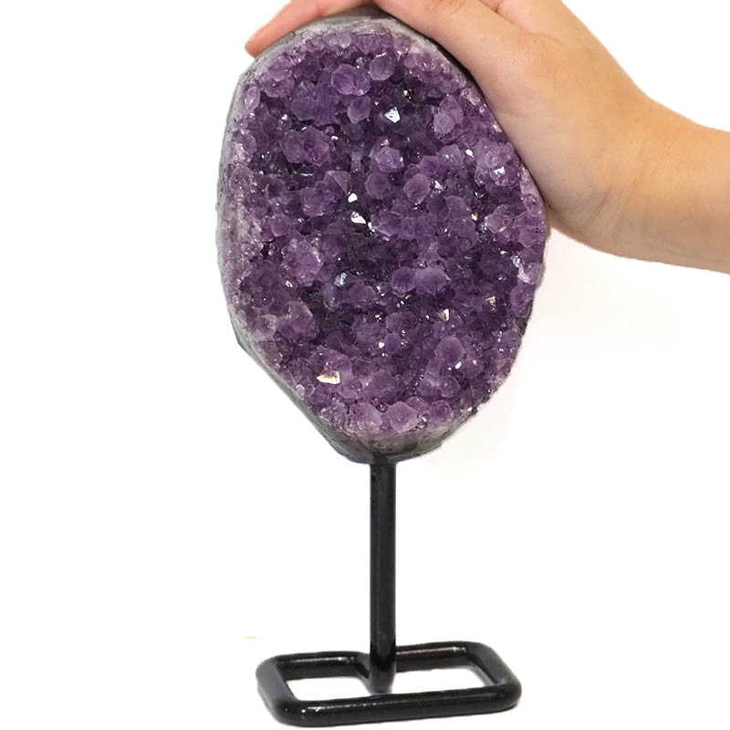1.179kg Amethyst Cluster With Custom Metal Stand DJ593 5 Amethyst Geode On Metal Stand DJ593-2 | Himalayan Salt Factory