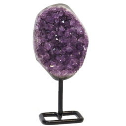 1.179kg Amethyst Cluster With Custom Metal Stand DJ593 6 Amethyst Geode On Metal Stand DJ593 | Himalayan Salt Factory