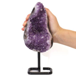 1.225kg Amethyst Cluster With Custom Metal Stand DJ595 7 Amethyst Geode On Metal Stand DJ595-2 | Himalayan Salt Factory