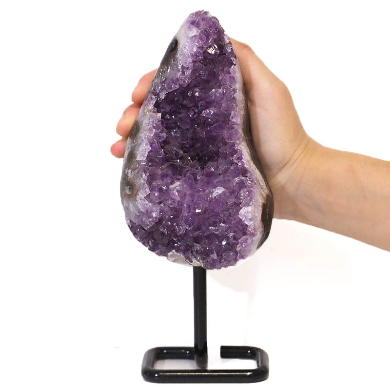 1.225kg Amethyst Cluster With Custom Metal Stand DJ595 5 Amethyst Geode On Metal Stand DJ595-2 | Himalayan Salt Factory