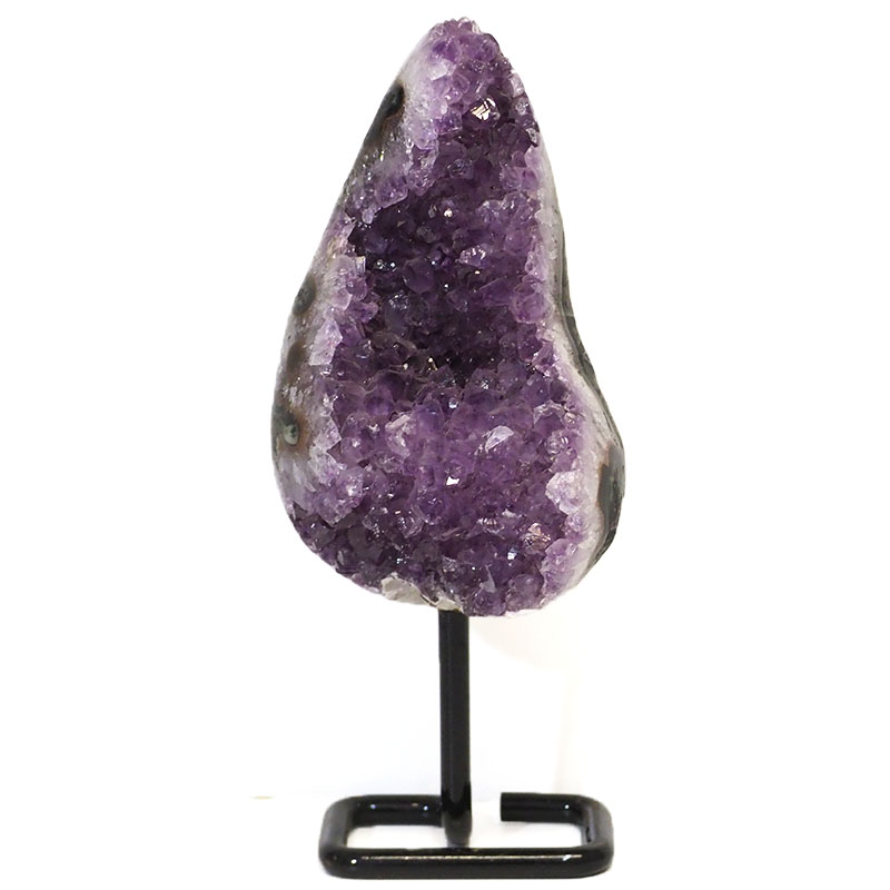 1.225kg Amethyst Cluster With Custom Metal Stand DJ595 4 Amethyst Geode On Metal Stand DJ595 | Himalayan Salt Factory