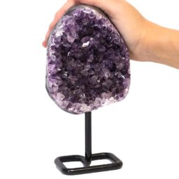 1.408kg Amethyst Cluster With Custom Metal Stand DJ598 7 Amethyst Geode On Metal Stand DJ598-2 | Himalayan Salt Factory