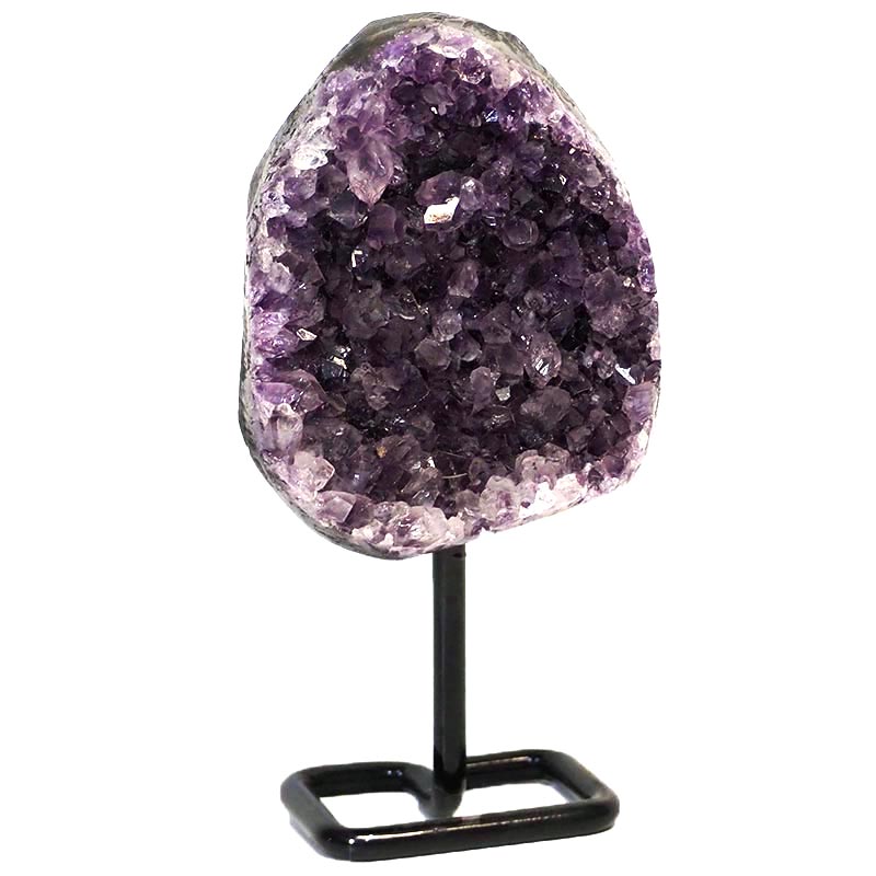 1.408kg Amethyst Cluster With Custom Metal Stand DJ598 4 Amethyst Geode On Metal Stand DJ598 | Himalayan Salt Factory
