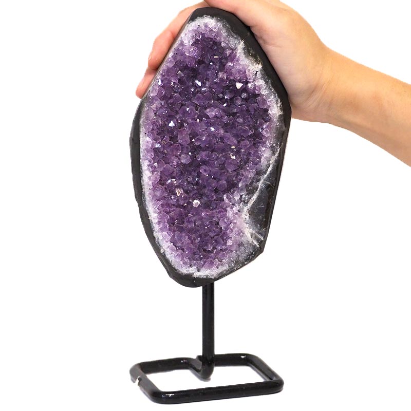1.32kg Amethyst Cluster With Custom Metal Stand DJ599 5 Amethyst Geode On Metal Stand DJ599-2 | Himalayan Salt Factory