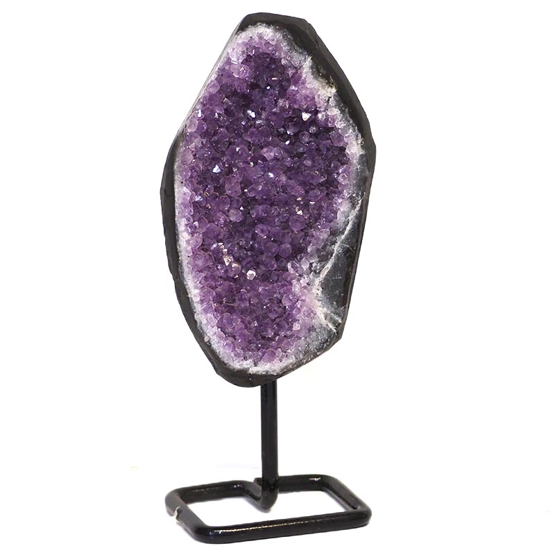 1.32kg Amethyst Cluster With Custom Metal Stand DJ599 4 Amethyst Geode On Metal Stand DJ599 | Himalayan Salt Factory
