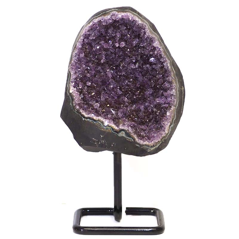 1.314kg Amethyst Cluster With Custom Metal Stand DJ601 4 Amethyst Geode On Metal Stand DJ601 | Himalayan Salt Factory