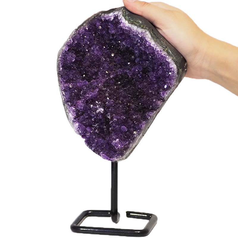 1.452kg Amethyst Cluster With Custom Metal Stand DJ603 4 Amethyst Geode On Metal Stand DJ603-2 | Himalayan Salt Factory