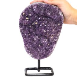 2kg Amethyst Cluster With Custom Metal Stand DJ604 6 Amethyst Geode On Metal Stand DJ604-2 | Himalayan Salt Factory