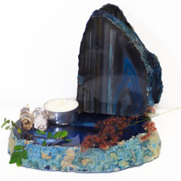 Brazilian Crystal Agate Plate WIth Agate Tea Light Candle Holder J693 | Himalayan Salt Factory