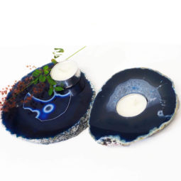 Brazilian Crystal Agate Plate WIth Agate Tea Light Candle Holder J683 | Himalayan Salt Factory