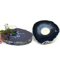 Brazilian Crystal Agate Plate WIth Agate Tea Light Candle Holder J683 | Himalayan Salt Factory