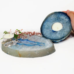 1Kg Brazilian Crystal Agate Plate WIth Agate Tealight Candle Holder Flat J686 7 Brazilian Crystal Agate Plate WIth Agate Tea Light Candle Holder J686 | Himalayan Salt Factory