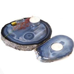 Brazilian Crystal Agate Plate WIth Agate Tea Light Candle Holder J689 | Himalayan Salt Factory