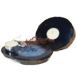 0.55Kg Brazilian Crystal Agate Plate WIth Agate Tealight Candle Holder Flat J690 6 Brazilian Crystal Agate Plate WIth Agate Tea Light Candle Holder J690 | Himalayan Salt Factory