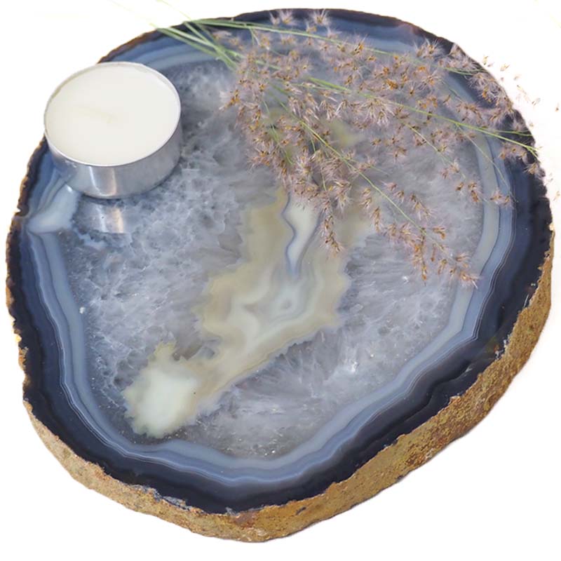 1.15kg Brazilian Crystal Agate Plate With Agate Tea Light Candle Holder J658 5 Brazilian Crystal Agate Plate With Agate Tea Light Candle Holder J658-2 | Himalayan Salt Factory