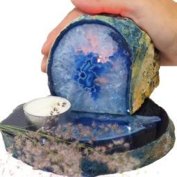 0.64Kg Brazilian Crystal Agate Plate With Agate Tea Light Candle Holder J660 6 Brazilian Crystal Agate Plate With Agate Tea Light Candle Holder J660-1