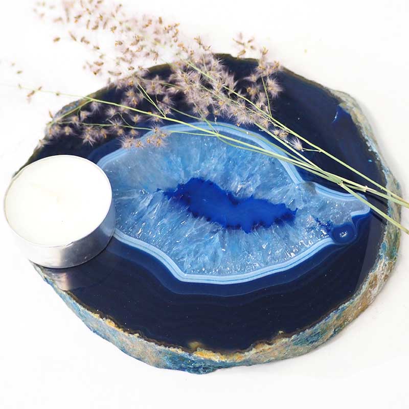0.64Kg Brazilian Crystal Agate Plate With Agate Tea Light Candle Holder J660 5 Brazilian Crystal Agate Plate With Agate Tea Light Candle Holder J660-2