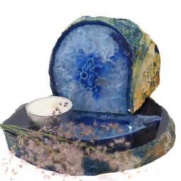 Brazilian Crystal Agate Plate With Agate Tea Light Candle Holder J660