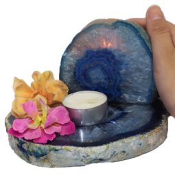 0.66Kg Brazilian Crystal Agate Plate With Agate Tea Light Candle Holder J662 6 Brazilian Crystal Agate Plate With Agate Tea Light Candle Holder J662-1