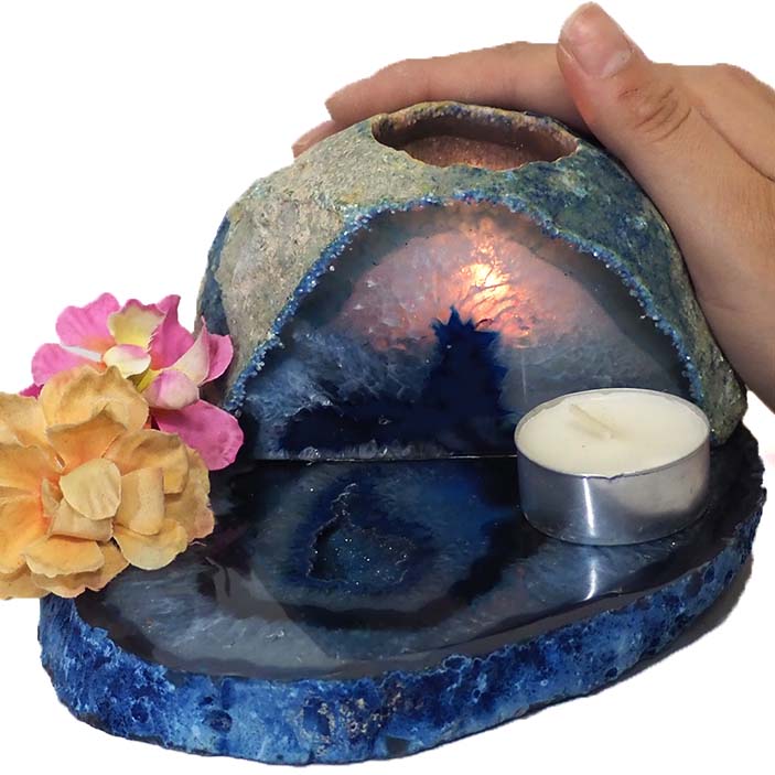 0.77Kg Brazilian Crystal Agate Plate With Agate Tea Light Candle Holder J663 4 Brazilian Crystal Agate Plate With Agate Tea Light Candle Holder J663-1