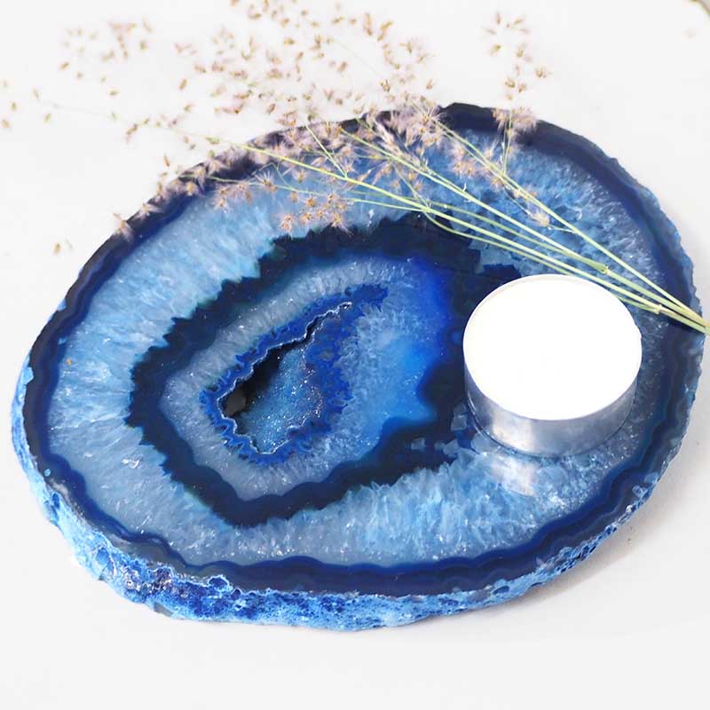 0.77Kg Brazilian Crystal Agate Plate With Agate Tea Light Candle Holder J663 5 Brazilian Crystal Agate Plate With Agate Tea Light Candle Holder J663-2