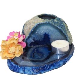 Brazilian Crystal Agate Plate With Agate Tea Light Candle Holder J663