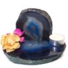 Brazilian Crystal Agate Plate With Agate Tea Light Candle Holder J664