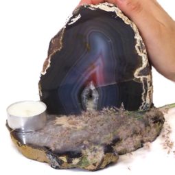 Brazilian Crystal Agate Plate With Agate Tea Light Candle Holder J666-1