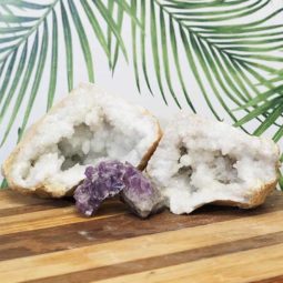Calcite Geode Set with Amethyst J695 | Himalayan Salt Factory