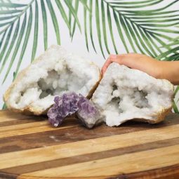 4.6kg Calcite Geode Set with Amethyst J695 5 Calcite Geode Set with Amethyst J695 | Himalayan Salt Factory