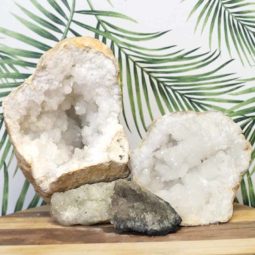 Calcite Geode Set with Amethyst J701 | Himalayan Salt Factory