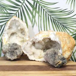 Calcite Geode Set with Amethyst J703 | Himalayan Salt Factory