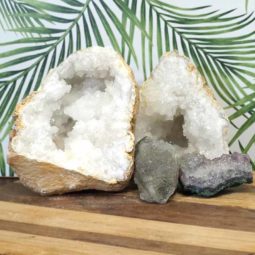 Calcite Geode Set with Amethyst J709 | Himalayan Salt Factory