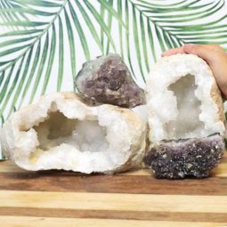 5.9kg Calcite Geode Set with Amethyst J710 5 Calcite Geode Set with Amethyst J710 | Himalayan Salt Factory