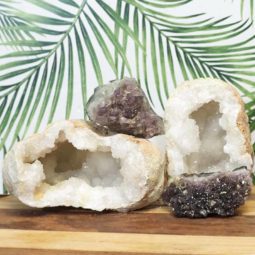 Calcite Geode Set with Amethyst J710 | Himalayan Salt Factory