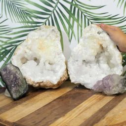 Calcite Geode Set with Amethyst J713 | Himalayan Salt Factory