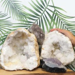 Calcite Geode Set with Amethyst J714 | Himalayan Salt Factory