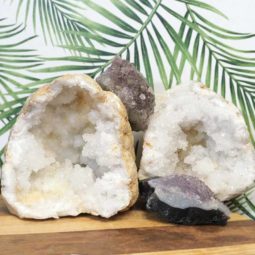 Calcite Geode Set with Amethyst J714 | Himalayan Salt Factory