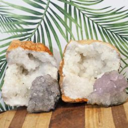 Calcite Geode Set with Amethyst J715 | Himalayan Salt Factory