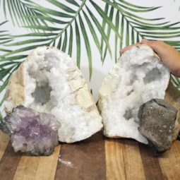 Calcite Geode Set with Amethyst J716 | Himalayan Salt Factory