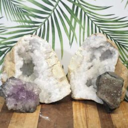Calcite Geode Set with Amethyst J716 | Himalayan Salt Factory